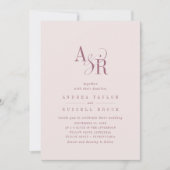 ANDREA Burgundy and Blush QR Code Elegant Wedding 招待状 (正面)