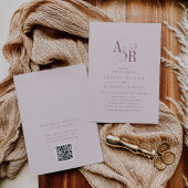 ANDREA Burgundy and Blush QR Code Elegant Wedding 招待状