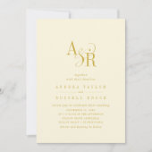 ANDREA Butter Yellow QR Code Elegant Wedding 招待状 (正面)