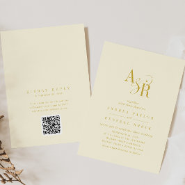 ANDREA Butter Yellow QR Code Elegant Wedding 招待状