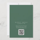 ANDREA Dark Green QR Code Classic Elegant Wedding 招待状 (裏面)