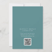 ANDREA Dark Teal QR Code Classic Elegant Wedding 招待状 (裏面)