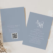 ANDREA Dusty Blue QR Code Classic Elegant Wedding 招待状