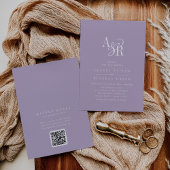 ANDREA Lavender QR Code Classic Elegant Wedding 招待状