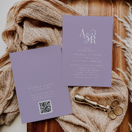 ANDREA Lavender QR Code Classic Elegant Wedding 招待状