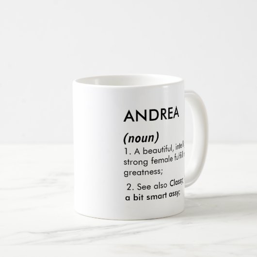 Andrea name, Editable name, Custom name コーヒーマグカップ (正面右)