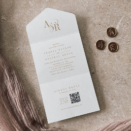 ANDREA QRコードフォーマルエレガントクラシック金ゴールド結婚s オールインワン招待状