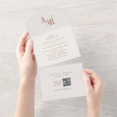 ANDREA QR Code Boho Cream Simple Minimal Wedding オールインワン招待状 (貼ってはがせる)