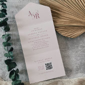 ANDREA QR Code Burgundy Blush Pink Simple Wedding オールインワン招待状