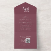 ANDREA QR Code Burgundy Simple Minimal Wedding オールインワン招待状 (内側)