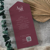 ANDREA QR Code Burgundy Simple Minimal Wedding オールインワン招待状