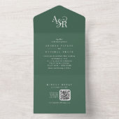 ANDREA QR Code Dark Green Simple Minimal Wedding オールインワン招待状 (内側)