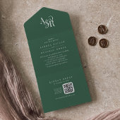 ANDREA QR Code Dark Green Simple Minimal Wedding オールインワン招待状