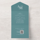 ANDREA QR Code Dark Teal Simple Minimal Wedding オールインワン招待状 (内側)