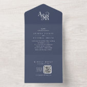 ANDREA QR Code Navy Blue Simple Minimal Wedding オールインワン招待状 (内側)