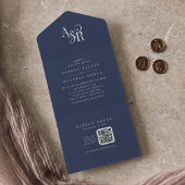 ANDREA QR Code Navy Blue Simple Minimal Wedding オールインワン招待状