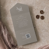ANDREA QR Code Rustic Taupe Simple Minimal Wedding オールインワン招待状