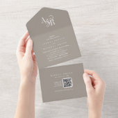 ANDREA QR Code Rustic Taupe Simple Minimal Wedding オールインワン招待状 (貼ってはがせる)