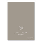 ANDREA Rustic Taupe Minimal Wedding Place Cards テーブルナンバー (正面)