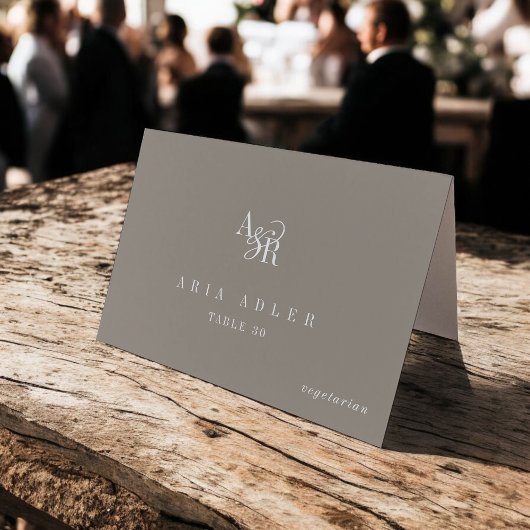 ANDREA Rustic Taupe Minimal Wedding Place Cards テーブルナンバー