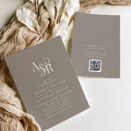 ANDREA Taupe QR Code Classic Elegant Wedding 招待状