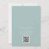 ANDREA Teal Blue QR Code Classic Elegant Wedding 招待状 (裏面)