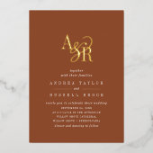 ANDREA Terracotta Gold Foil Formal Elegant Wedding 箔招待状 (正面)