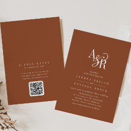 ANDREA Terracotta QR Code Boho Elegant Wedding 招待状