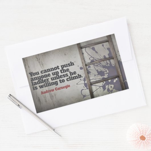 Andrew Carnegie感動的引用文「Push up」 長方形シール (封筒)