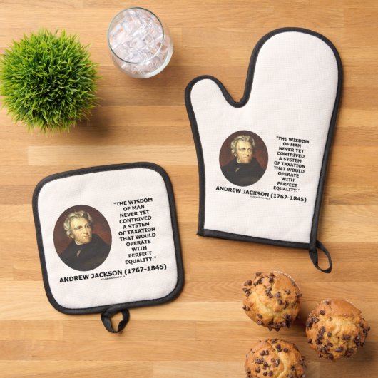 Andrew Jackson Wisdom Contrive課税の平等 鍋つかみ&鍋敷きセット (トップダウン)