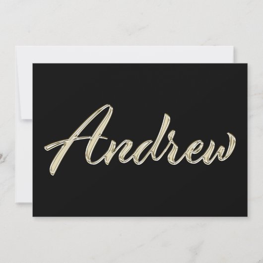 Andrew Name white gold Handwriting Karte カード (正面)