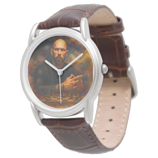 Andrew Tate Classic Brown Leather Watch 腕時計 (アングル)