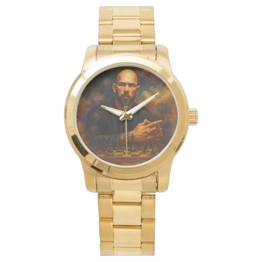 Andrew Tate Oversized Gold Bracelet Watch 腕時計 (正面)