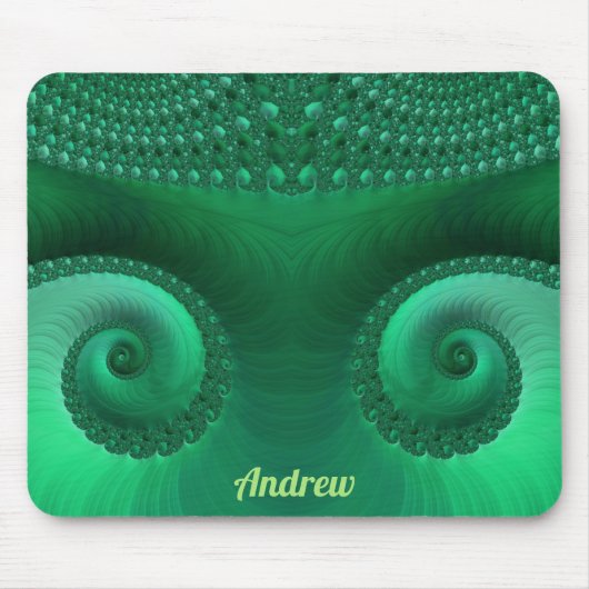 ANDREW to Zany Shades of Green Fractal Pattern マウスパッド (正面)