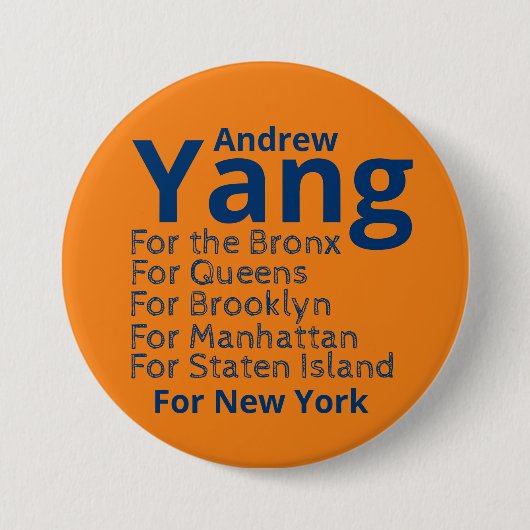 Andrew Yang for Mayorボタン 缶バッジ (正面)