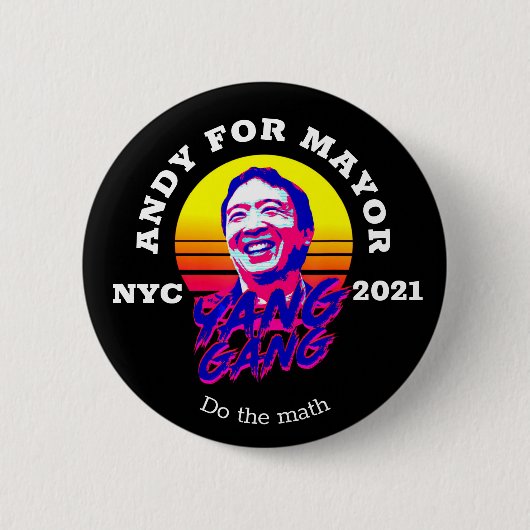 Andrew Yang for NYC Mayor 2021 缶バッジ (正面)