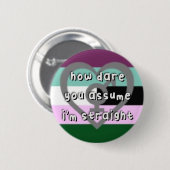 Androgynosealプライド- "How Dare You Assume" LGBT 缶バッジ (正面&裏面)