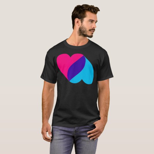 Androgynous Double Heart androgyne color pride Tシャツ (正面フル)