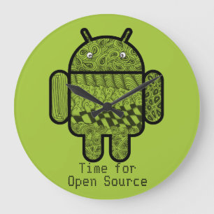 Android™のロボットのためのペイズリーの落書きのキャラクター ラージ壁時計