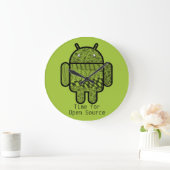 Android™のロボットのためのペイズリーの落書きのキャラクター ラージ壁時計 (ホーム)