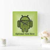 Android™のロボットのための泡落書きのキャラクター スクエア壁時計 (ホーム)