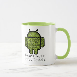 Android™のロボットのための泡落書きのキャラクター マグカップ