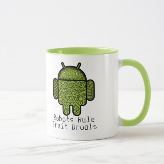 Android™のロボットのための泡落書きのキャラクター マグカップ (右)