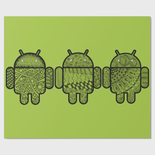 Android™のロボットのための落書きのキャラクター ラッピングペーパー (フラット)