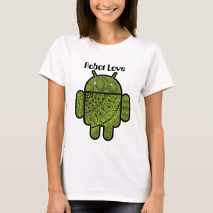 Android™のロボットのためのPanchoの落書きのキャラクター Tシャツ