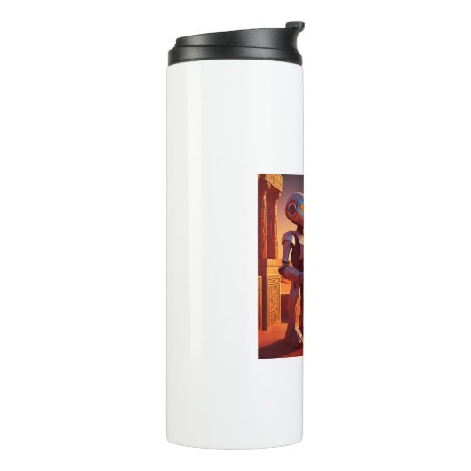 Android Drinking Coffee Looking At Pyramids タンブラー (回転左)