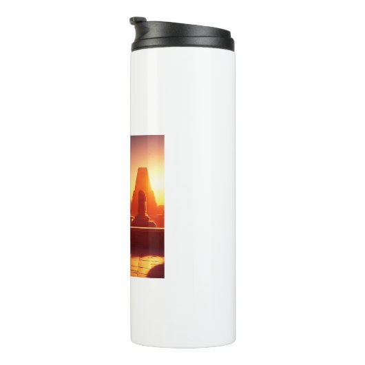 Android Drinking Coffee Looking At Pyramids タンブラー (回転右)