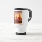 Android Drinking Coffee Looking At Pyramids トラベルマグ (正面右)