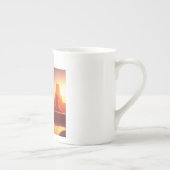 Android Drinking Coffee Looking At Pyramids ボーンチャイナマグカップ (右)