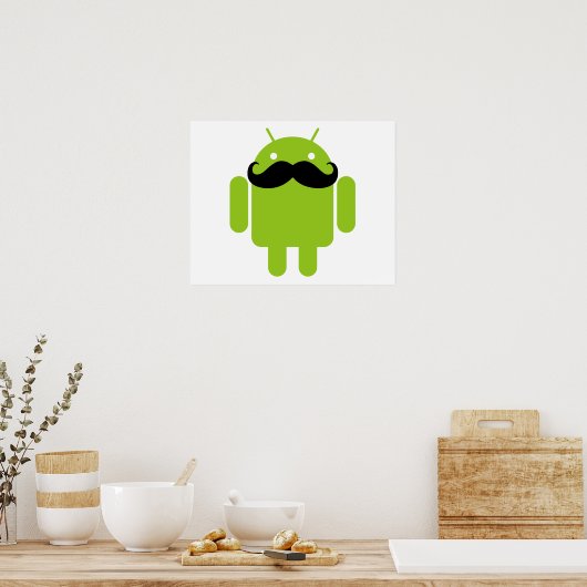 Android Robot Mustache ポスター (キッチン)